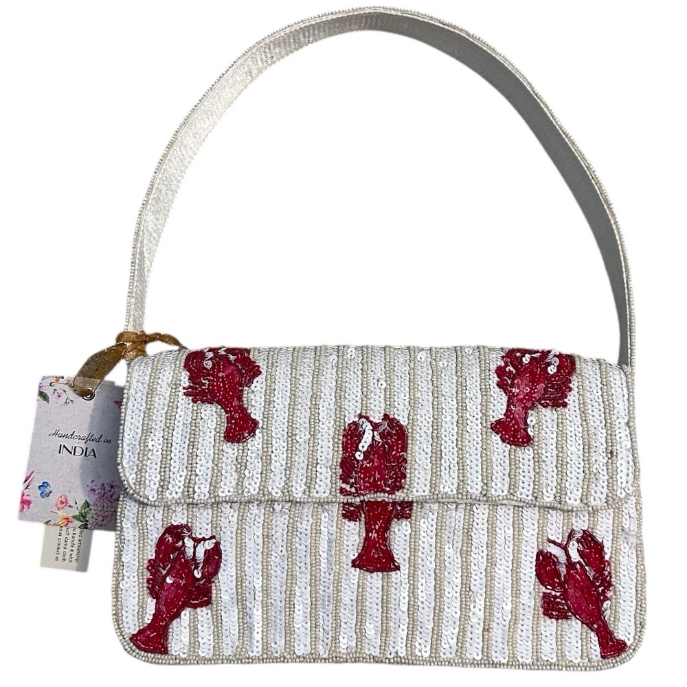 NWT Beaded Lobster Shoulder Bag with Sequins Handcrafted in India